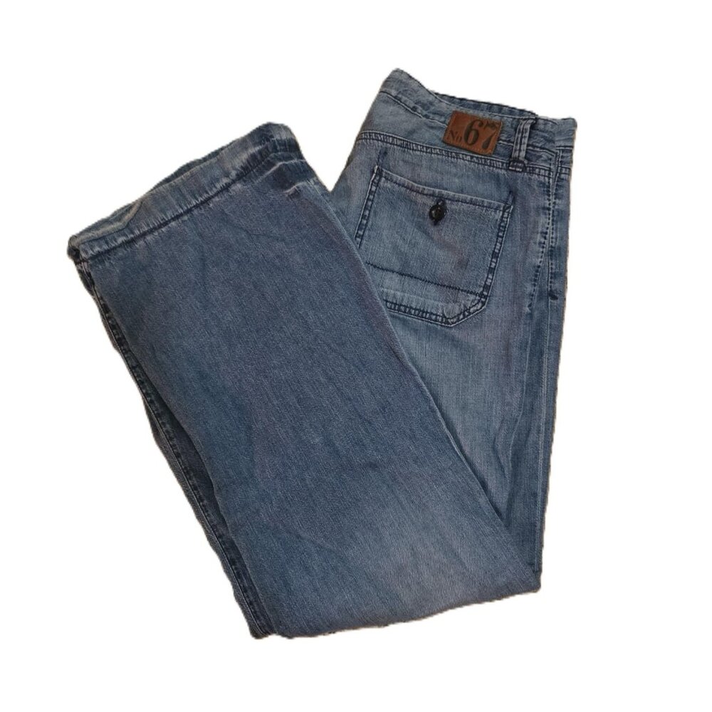 P.J. Company No. 67 Hudson wide leg blue jeans Womens Sz 12 - 31 Button Fly